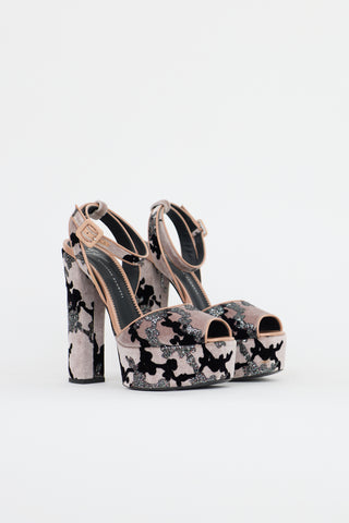 Giuseppe Zanotti Velvet Betty Platform Sandal