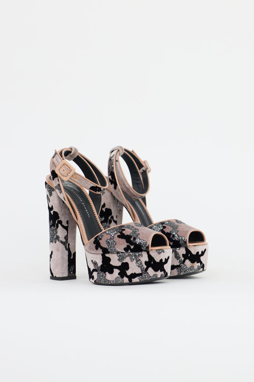 Giuseppe Zanotti Velvet Betty Platform Sandal