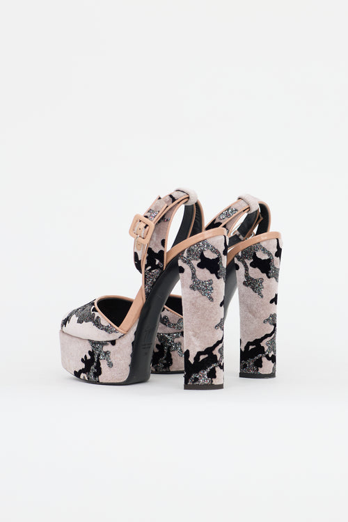Giuseppe Zanotti Velvet Betty Platform Sandal