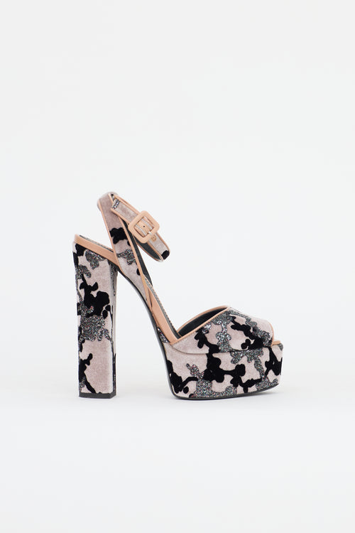 Giuseppe Zanotti Velvet Betty Platform Sandal