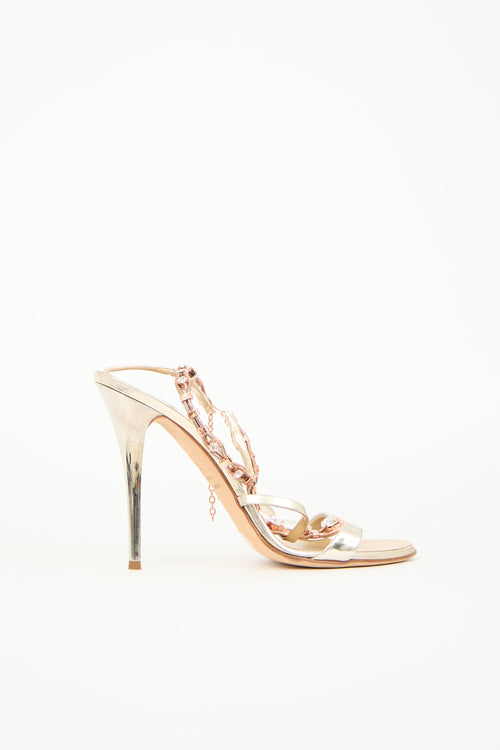 Giuseppe Zanotti Metallic Leather Embellished Sandal