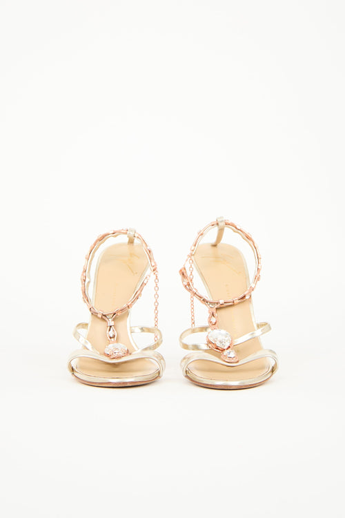 Giuseppe Zanotti Metallic Leather Embellished Sandal