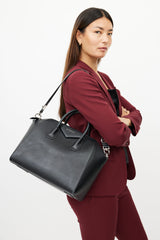 Givenchy 2016 Black Leather Medium Antigona Shoulder Bag