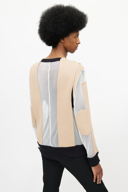 Givenchy Beige & Multicolour Panelled Mesh Sweater