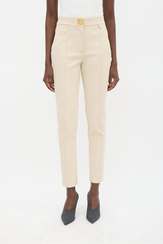 Givenchy Beige Nylon & Cotton Pintuck Slim Trouser