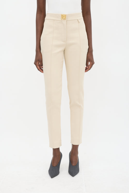 Givenchy Beige Nylon & Cotton Pintuck Slim Trouser