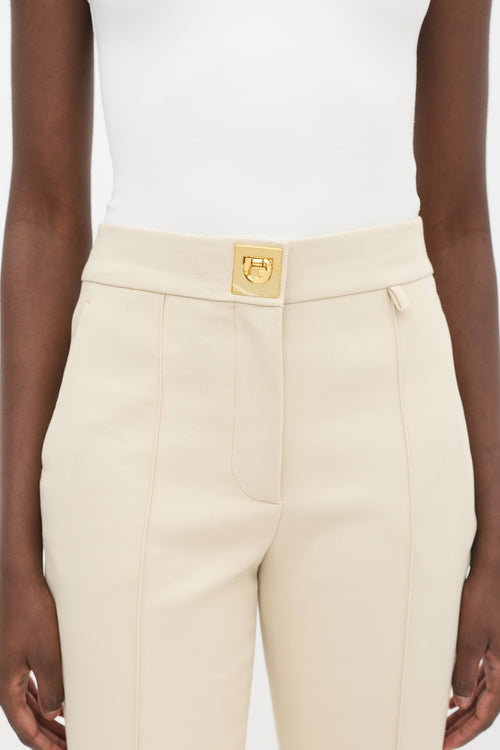 Givenchy Beige Nylon & Cotton Pintuck Slim Trouser