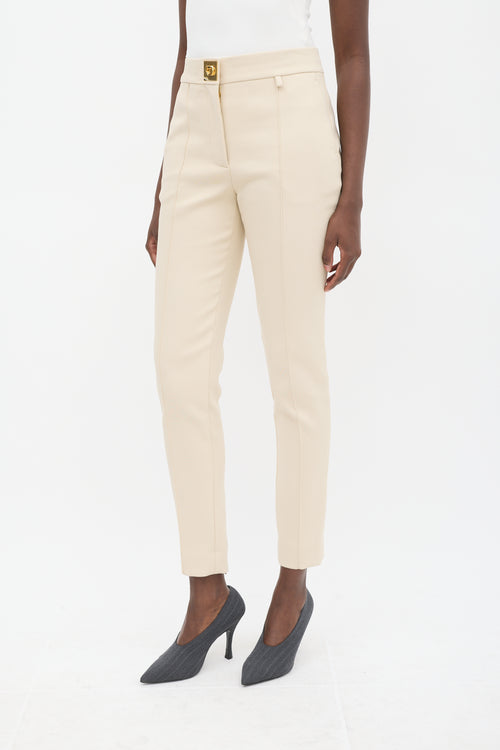 Givenchy Beige Nylon & Cotton Pintuck Slim Trouser