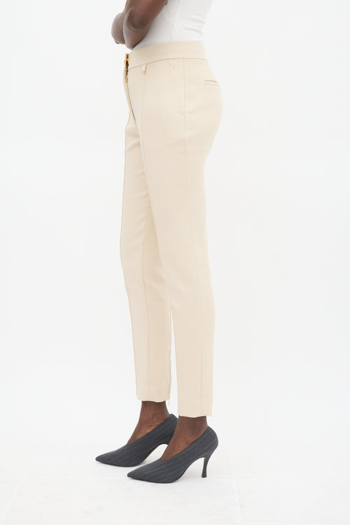 Givenchy Beige Nylon & Cotton Pintuck Slim Trouser