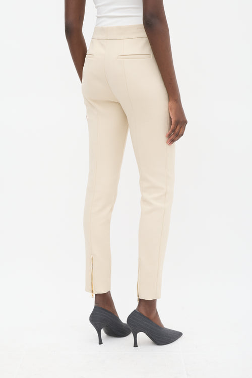 Givenchy Beige Nylon & Cotton Pintuck Slim Trouser