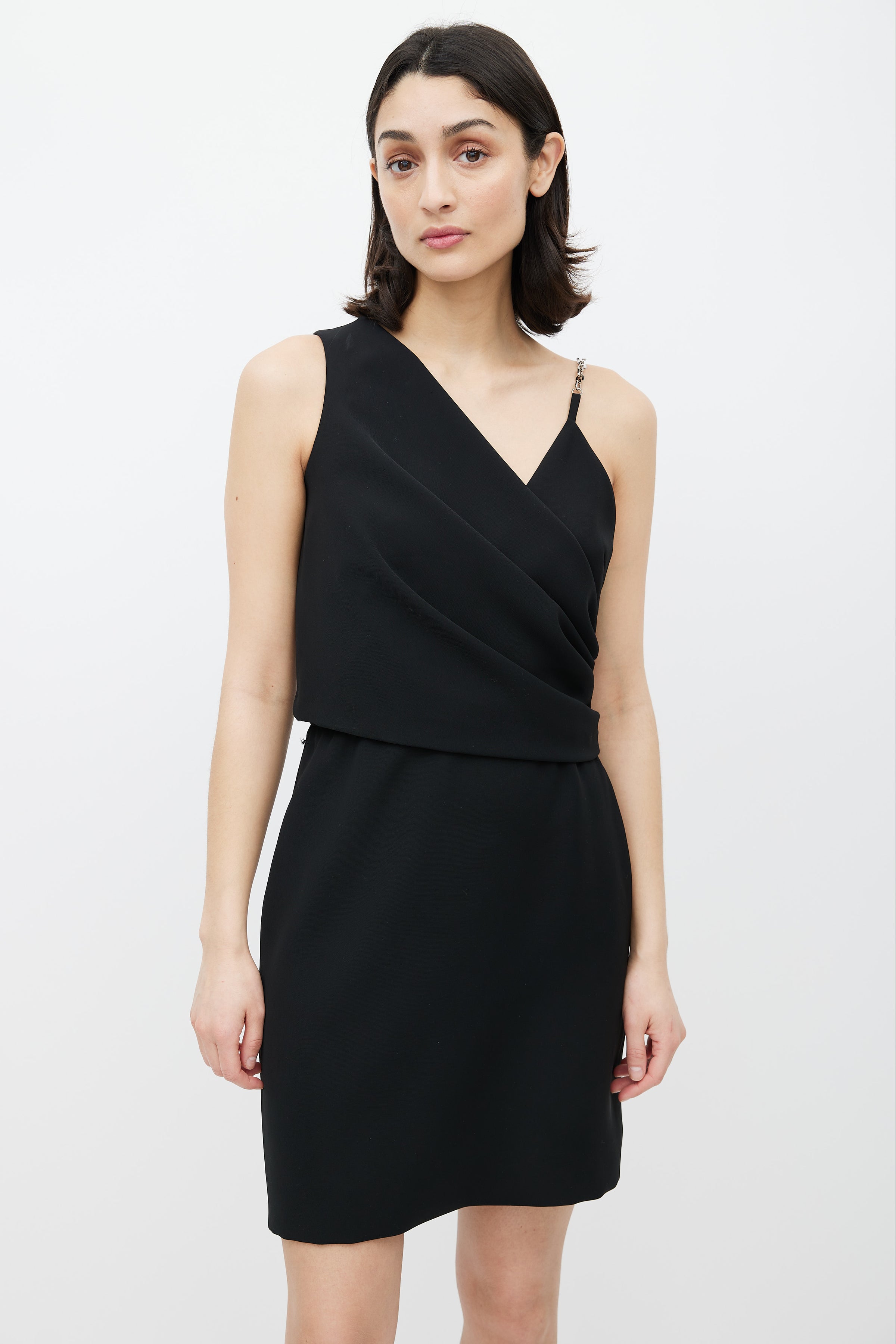 Givenchy // Black Asymmetric Mini Dress VSP Consignment Givenchy // Black Asymmetric Mini Dress VSP Consignment