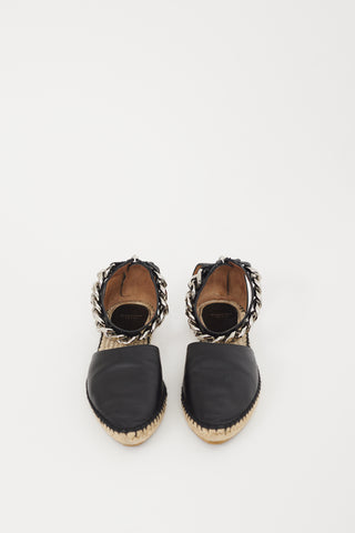 Givenchy Black & Beige Leather Maremma Espadrille