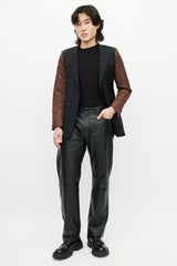 Givenchy Black & Brown Wool Zip Blazer