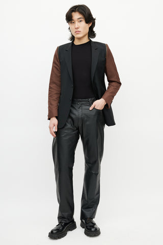 Givenchy Black & Brown Wool Zip Blazer