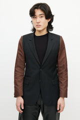 Givenchy Black & Brown Wool Zip Blazer