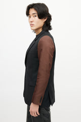 Givenchy Black & Brown Wool Zip Blazer