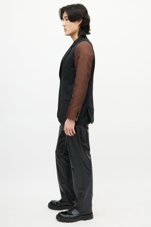 Givenchy Black & Brown Wool Zip Blazer