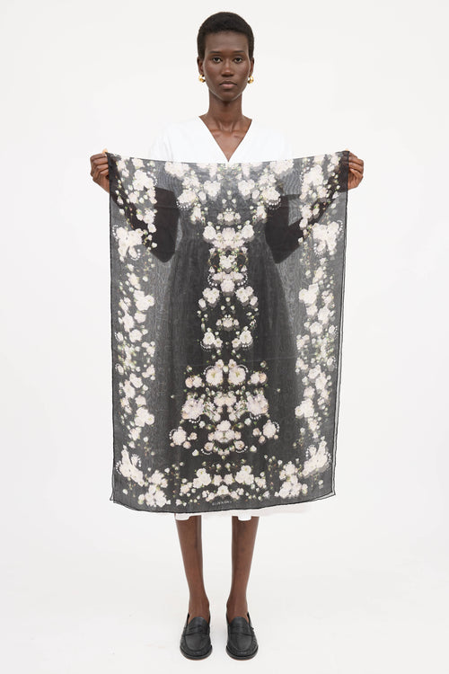 Givenchy Silk Floral Logo Scarf