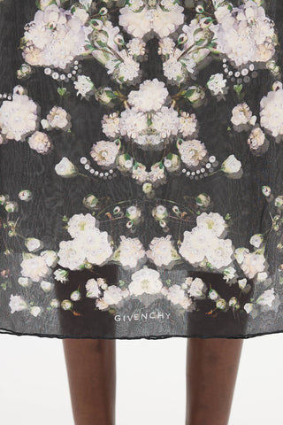Givenchy Silk Floral Logo Scarf