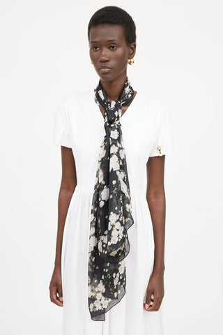 Givenchy Silk Floral Logo Scarf