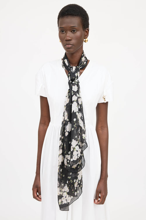 Givenchy Silk Floral Logo Scarf