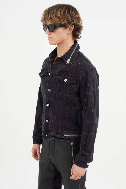 Givenchy Black Distressed Denim Jacket
