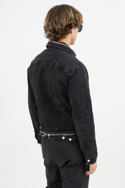 Givenchy Black Distressed Denim Jacket
