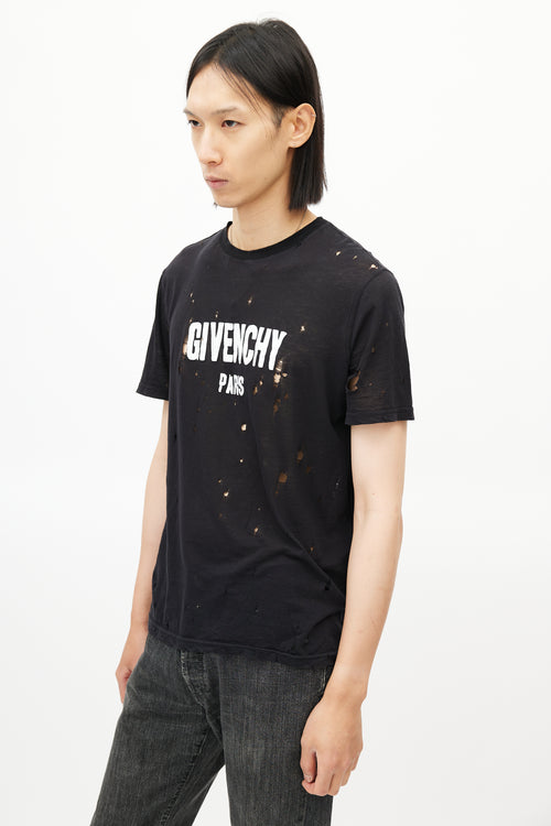 Givenchy Black Distressed Logo T-Shirt