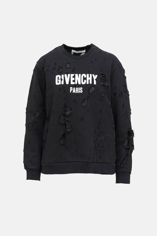 Givenchy Distressed Layered Logo Sweatshirt