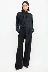 Givenchy Black Draped Mock Neck Blouse