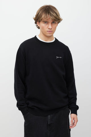 Givenchy Black Embroidered Logo Crewneck Sweater
