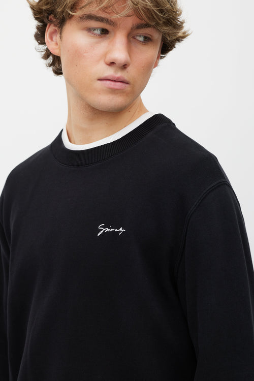 Givenchy Black Embroidered Logo Crewneck Sweater