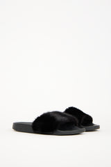 Givenchy Black Fur & Rubber Slide