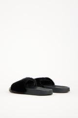 Givenchy Black Fur & Rubber Slide