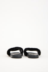 Givenchy Black Fur & Rubber Slide