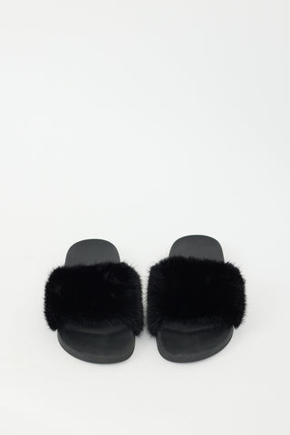 Givenchy Black Fur & Rubber Slide