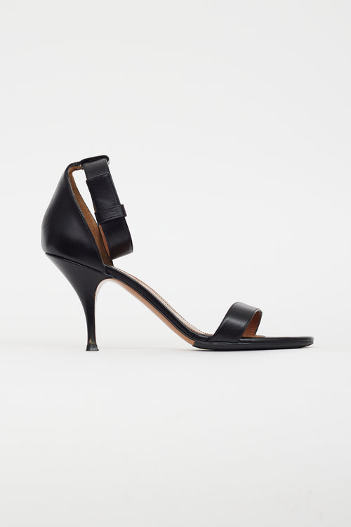Givenchy Black Leather Ankle Strap Heel