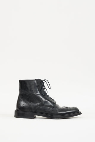 Givenchy Black Leather Brogue Boot