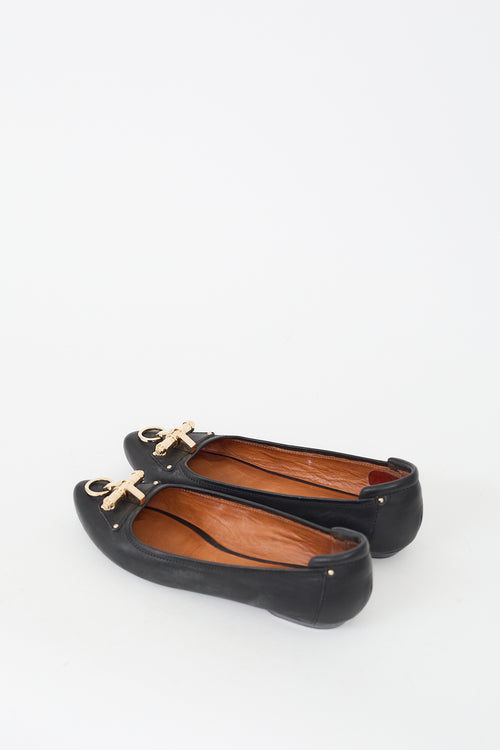 Givenchy Black Leather Buckle Flat