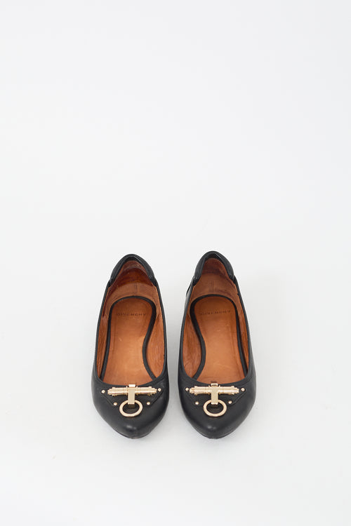 Givenchy Black Leather Buckle Flat