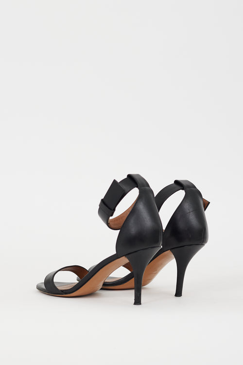 Givenchy Black Leather Infinity Ankle Wrap Heel