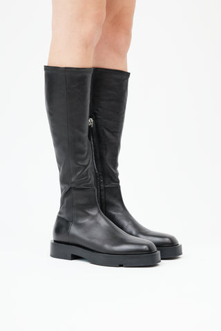 Givenchy Black Leather Knee High Square Toe Boot