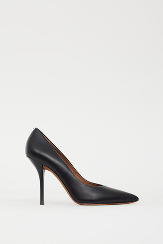 Givenchy Black Leather & Silver Ring Pointed Toe Pump