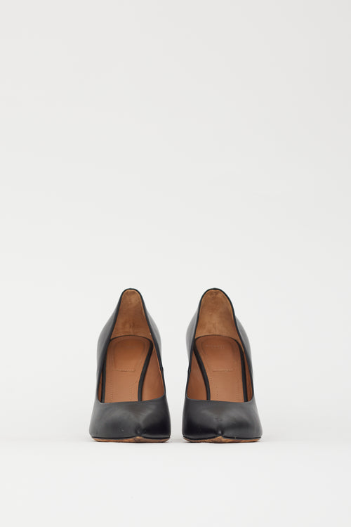 Givenchy Black Leather & Silver Ring Pointed Toe Pump