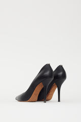 Givenchy Black Leather & Silver Ring Pointed Toe Pump