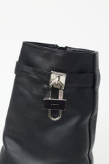 Givenchy Black Leather Shark Lock Biker Boot