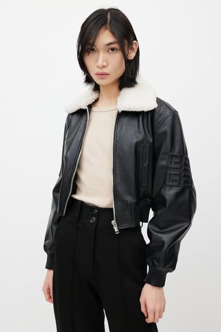 Givenchy Black Leather & Shearling Collar Jacket