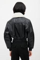 Givenchy Black Leather & Shearling Collar Jacket