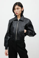Givenchy Black Leather & Shearling Collar Jacket