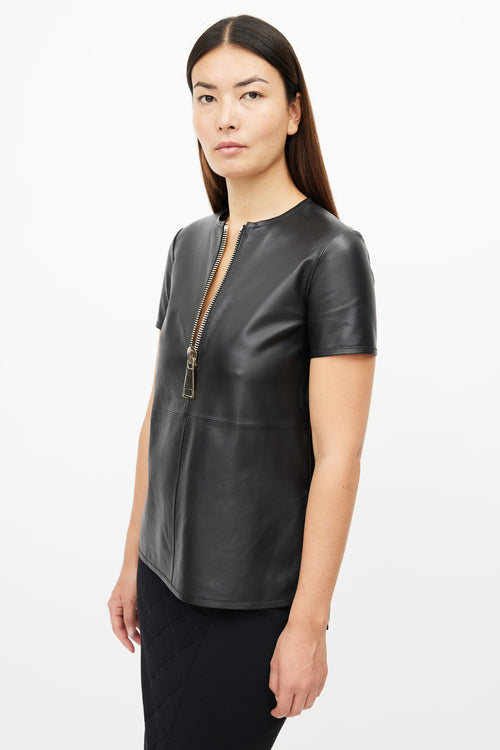 Givenchy Black Leather Zip Top